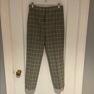 J. Crew Kate Size 4 Gray and Sage Plaid Trousers